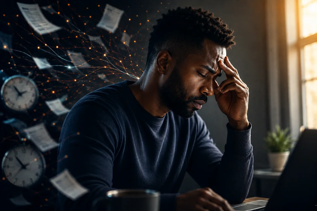 Stressed at desk